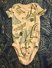 Carter's Gray Dinosaur Animal Print Short Sleeve Snap Bodysuit 0-3My