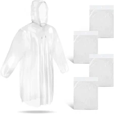 Guirnd 4 Pack Disposable Ponchos, Clear Rain Ponchos for Adults, Vinyl... 