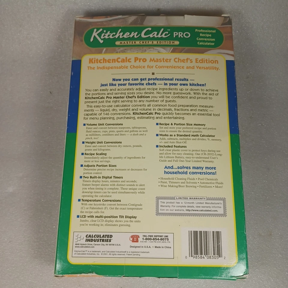 Kitchen Calc Pro Recipe Conversion Calculator Master Chef Edition 8305 WORKS! - Image 2 of 4