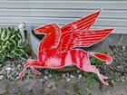 Vintage Mobil Pegasus Sign Metal Hanging Gas Station Oil Sinclair Shell Filling