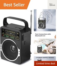 Portable AM FM Radio, Bluetooth 5.0 Radios 5 Watts Loud Speaker,FM Radio Buil...