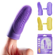 HICC PET Dog Toothbrush, Anti-Slip 1 Count Pack of 2 , 1 Purple 1 Yellow
