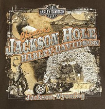 HARLEY DAVIDSON GENUINE MENS XXL T SHIRT Brown Chester’s JACKSON HOLE WYOMING