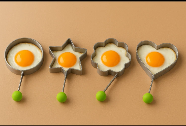 TOP - Edelstahl Spiegeleierform Spiegelei Pfannkuchenform 4 Formen Spaßform  - Bild 4 von 4