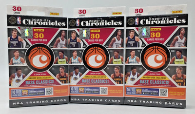 3x 2020-21 Panini Chronicles NBA Basketball Factory Sealed 30 Card Hanger Box