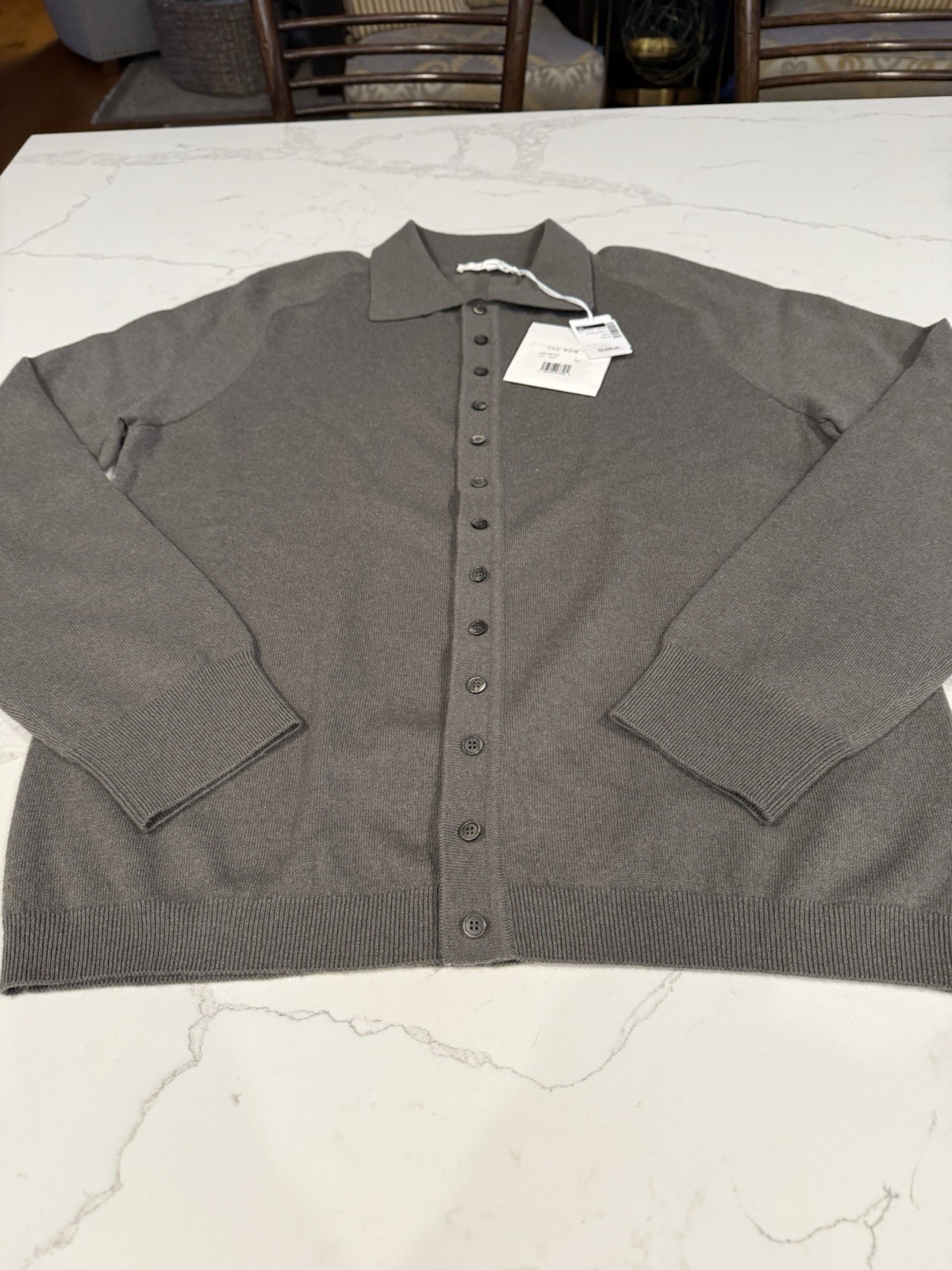 NWT $2690 Sold Out THE ROW Men's Sinclair Cashmere Cardigan - Gray/Green Large