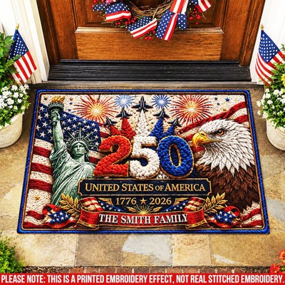 Personalized Patriotic Eagle Doormat