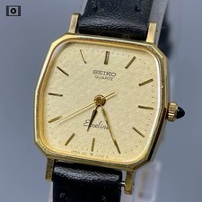 Vintage 1986 N MINT SEIKO EXCELINE 1221-5010 20mm Women's Gold Qz Watch US Stk