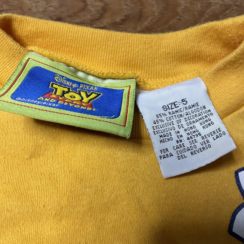 Vintage Toy Story Buzz Lightyear Shirt Boys 5 Yellow Long Sleeve Graphic 90s - Image 2 of 4