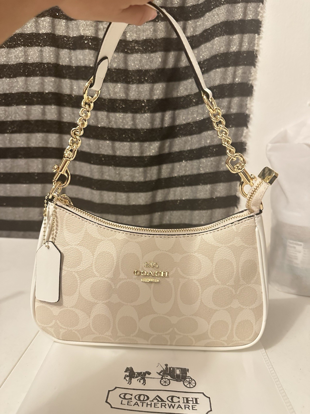 COACH Teri Shoulder Bag In Signature Canvas White/Chalk, Only unpacked, not used