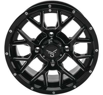 QuadBoss Barbwire ATV/UTV Wheel 14x7 5+2 4/110 Milled Black