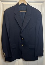 VTG Polo University Blazer Men 42R Navy Wool Gold Buttons Preppy Office READ