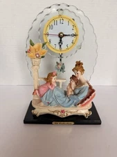VTG Desk or Mantel Clock Family Figurines Victorian Pendulum Collectible