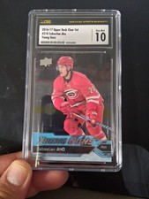 2016-17 Upper Deck Sebastian Aho Young Guns Clear Cut Rookie Card CSG10 Not PSA. rookie card picture