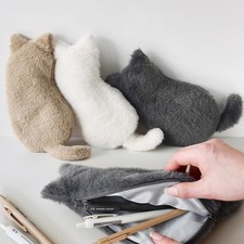 Cute Plush Cat Pencil Case Stationery Box Lightweight Large Capacity Pen Bag