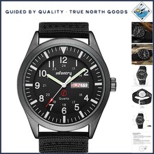 Infantry 5ATM Waterproof Mens Military Tactical Field Watch, Date  Day 12/24Hr