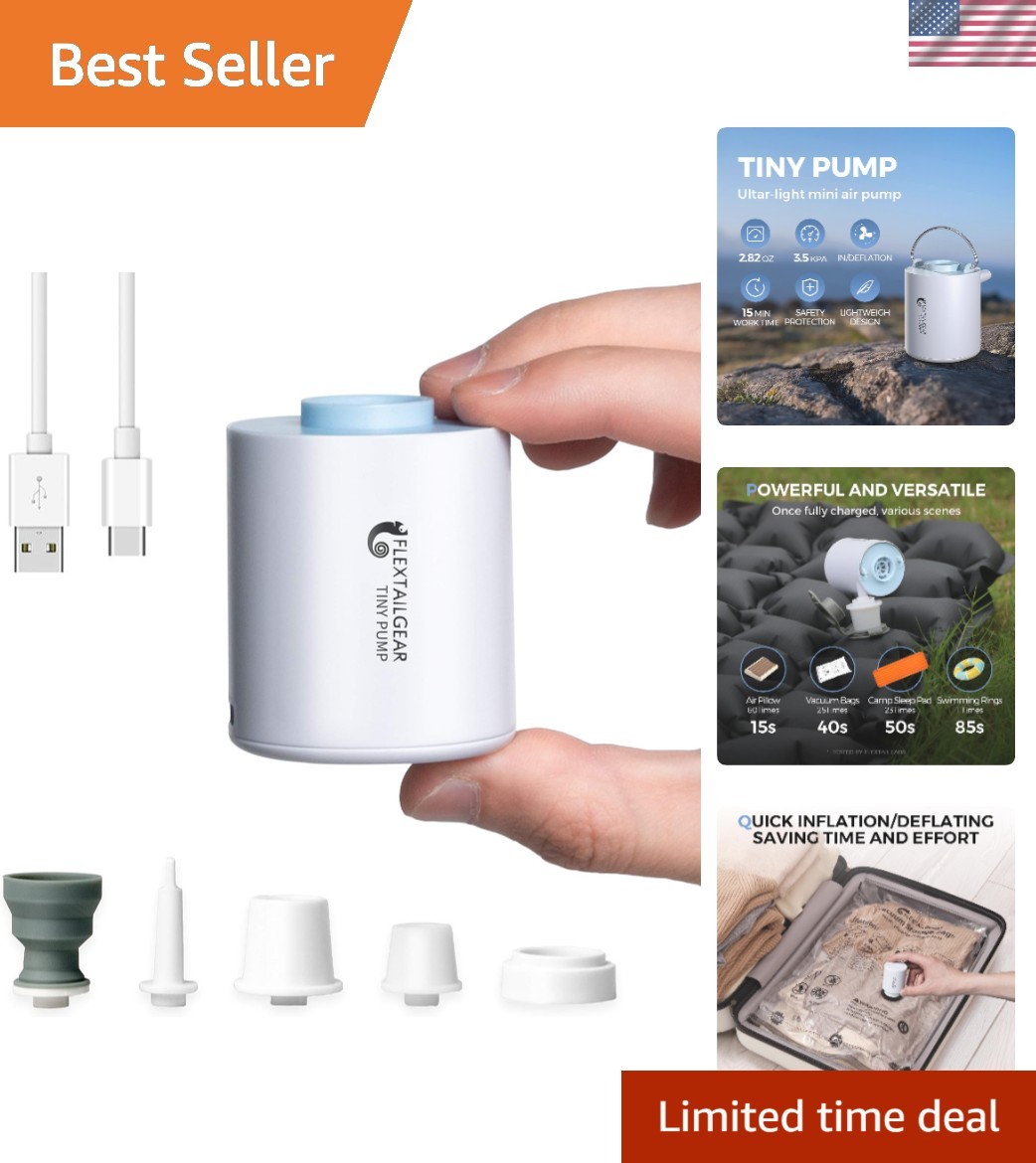 Compact Rechargeable Air Pump with 5 Nozzles - Ideal for Inf