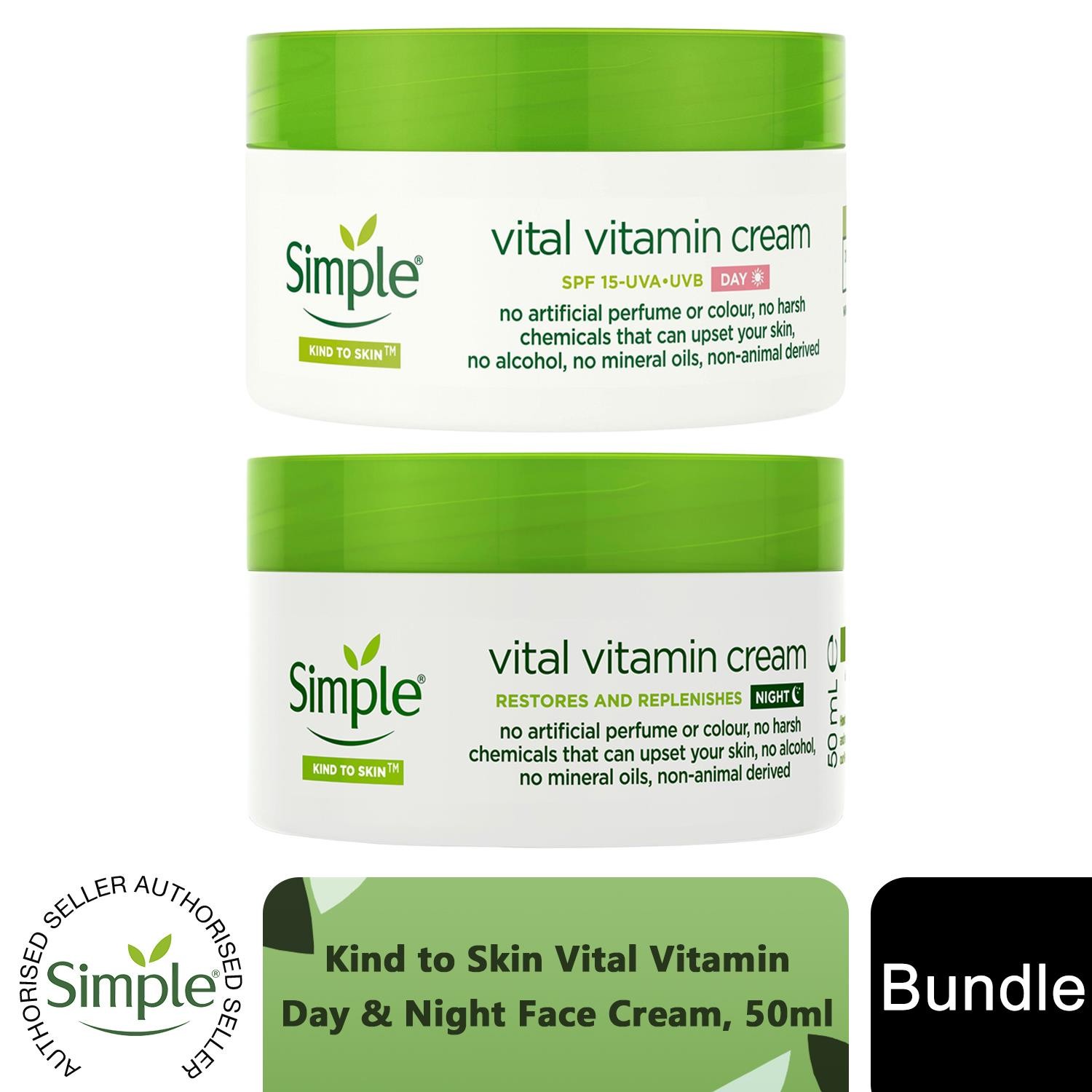 Simple Kind to Skin Day and Night Cream SPF 15 Duo 50ml Daily Skincare