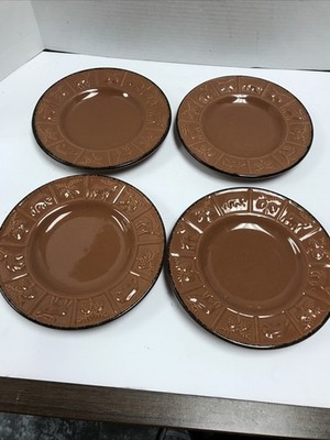Bass Pro Shops WILDERNESS 7.75'' Salad Plate Set 4 Brown Moose Pinecone Bear Deer