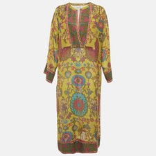 Valentino Multicolor Printed Cotton Blend VNeck Midi Dress M