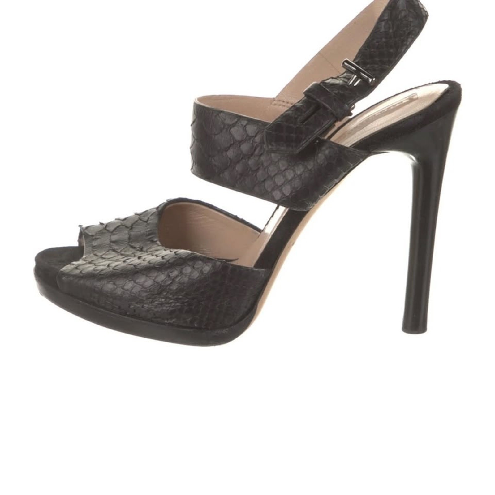 REED KRAKOFF Python Black Solid Peep Toe Sandal S… - image 5