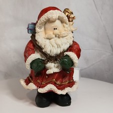 Red Vintage Resin Santa Carrying Toys Bag 5" Christmas Ornament