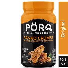 PORQ Pork Rind Panko Crumbs, Gluten Free, Keto Friendly, 10.5 oz Canister, 21