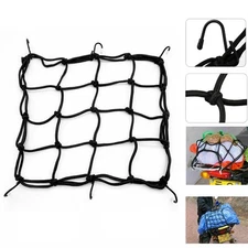 Cargo Net Motorcycle Helmet Mesh Luggage Tie Down Adjustable Black Bungee Cord