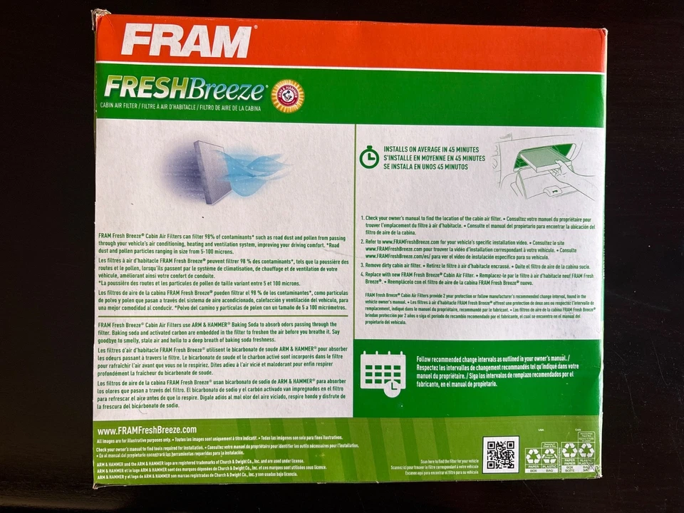Novo filtro de ar de cabine Fram CF11173 para 2007-2012 Nissan Altima 2009-2014 Maxima - Imagem 2 de 3