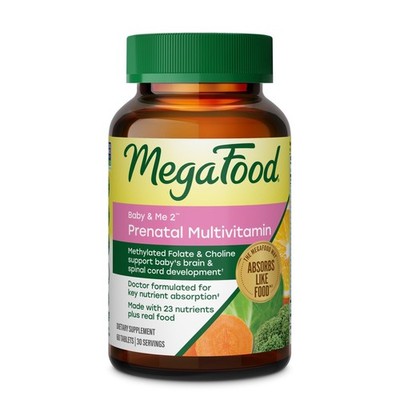 MegaFood Baby & Me 2 Prenatal Vitamin and Minerals - Vitamins for Women - with