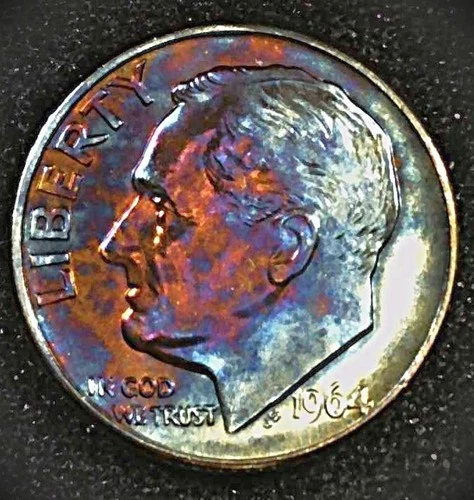 TONED 1964 D/D ROOSEVELT DIME RPM BU 90% SILVER - MUST SEE PHOTOS!!!!!