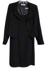Vintage Tahari Suit Dress Black Size 10 Two Piece