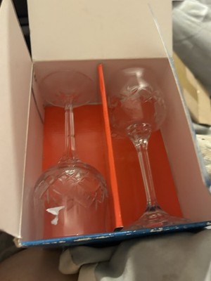 Lyric Fine Cut Bohemia Kristall Weingläser 2er Set verpackt Top Zustand