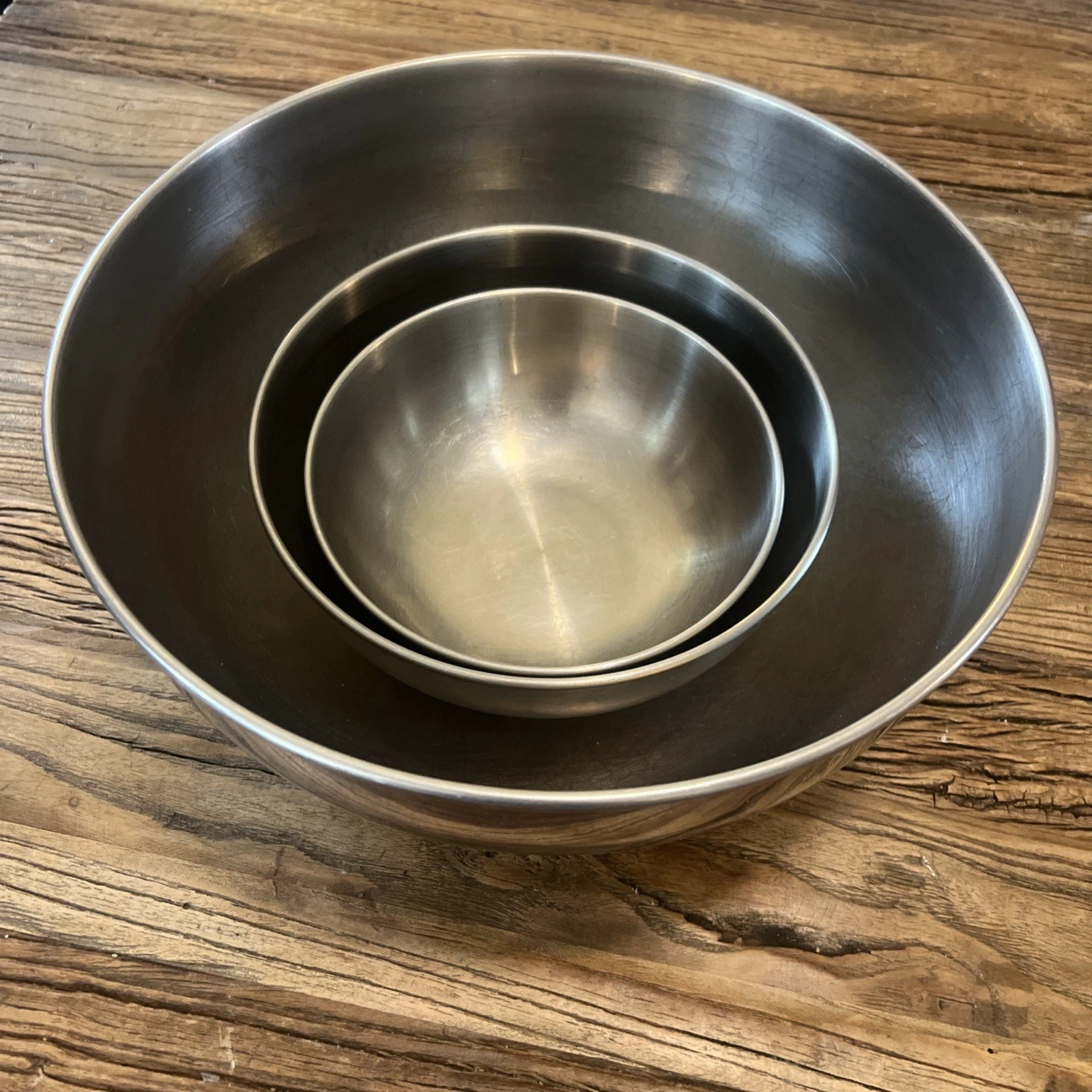 Vintage Set of 3 Stainless Steel Mixing Bowls Nesting