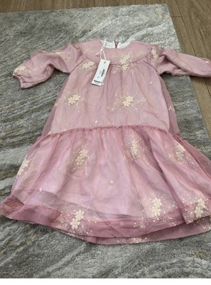 Vertbaudet Pink Floral Embroidered A-Line Girls' Dress Size 4