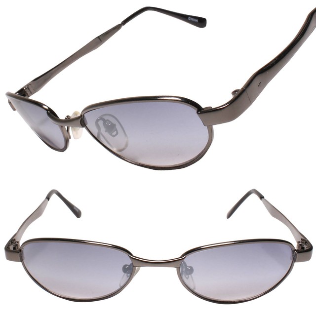 Mens Retro 80s Vintage Narrow Rectangular Metal Frame Gunmetal