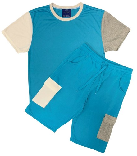 Men’s 2-piece Short Set Crew neck T-Shirt with Matching Cargo Shorts - 第 1/8 張圖片
