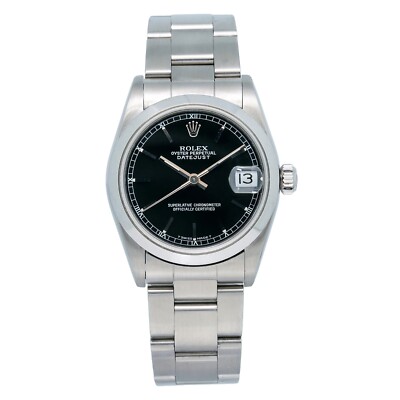 Rolex Datejust 31mm Black Dial Stainless Steel Oyster Bracelet - 68240