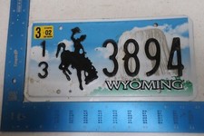 Wyoming License Plate 2002 02 WY Natural Sticker Converse County 13 3894