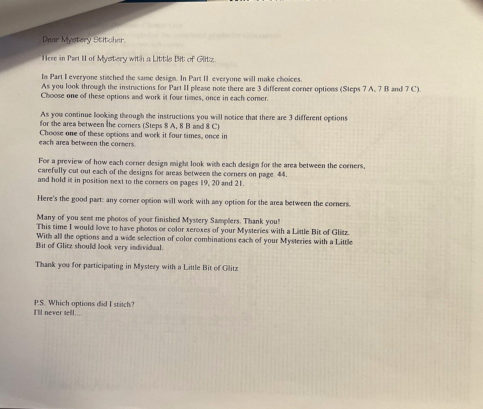 Gay Ann Rogers Needlepoint Chart Mystery with a Little Bit of Glitz Part 1 and 2