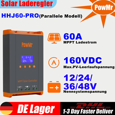 PowMr MPPT 60A Solar Laderegler Parallel Controller 12/24/36/48V MAX PV 160Vdc