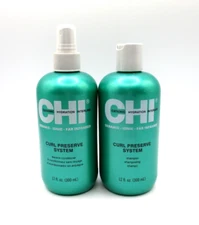 Set/2 Chi Curl Preserve System Shampoo & Leave-In Conditioner ~ 12 oz x 2 ~