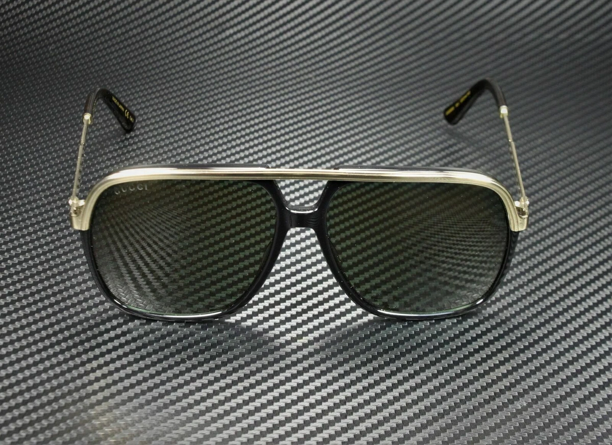 GUCCI GG0200S 001 Black Green Square Rectangle Men s Sunglasses 57