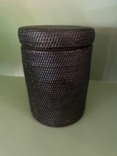 Vintage Chinese rattan round food container