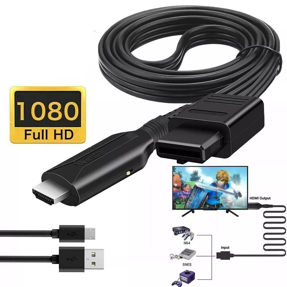 N64 To HDMI Converter HD Link Adapter Cable For Nintendo Gamecube Super NES SNES - Image 2 of 4