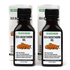 2 Pack x 100ml Siberian Sea Buckthorn Seeds Oil 100% Extra Virgin Cold Pressed