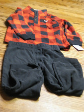 Carter's Toddler's Boy Buffalo Check Fleece Pullover Pant set Graphic 4t/4a NWT