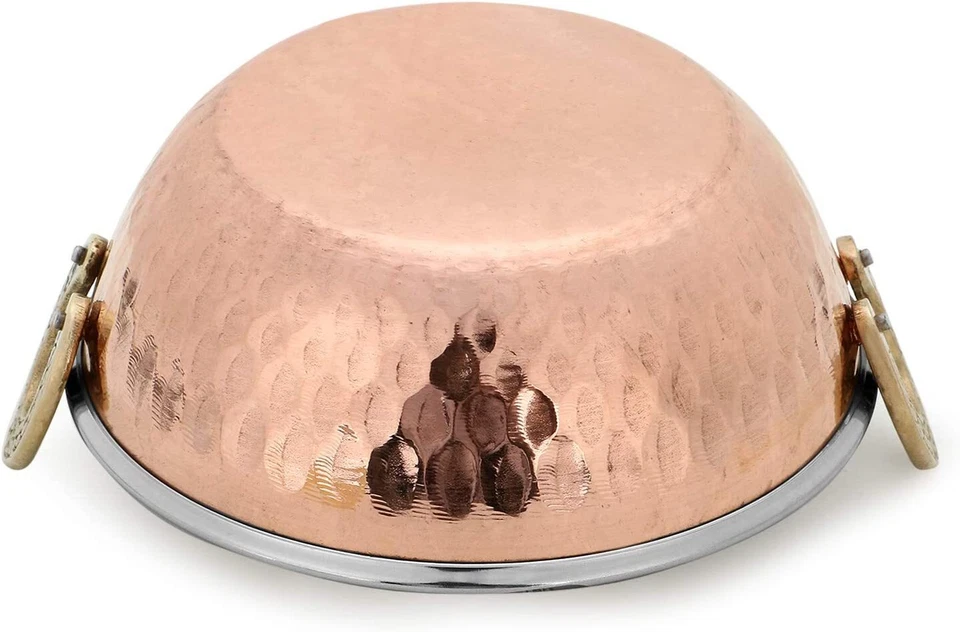 Indian Serving Bowl Vegetable Copper Stainless Steel Karahi Indian Dishes 4Pcs - Image 4 of 4