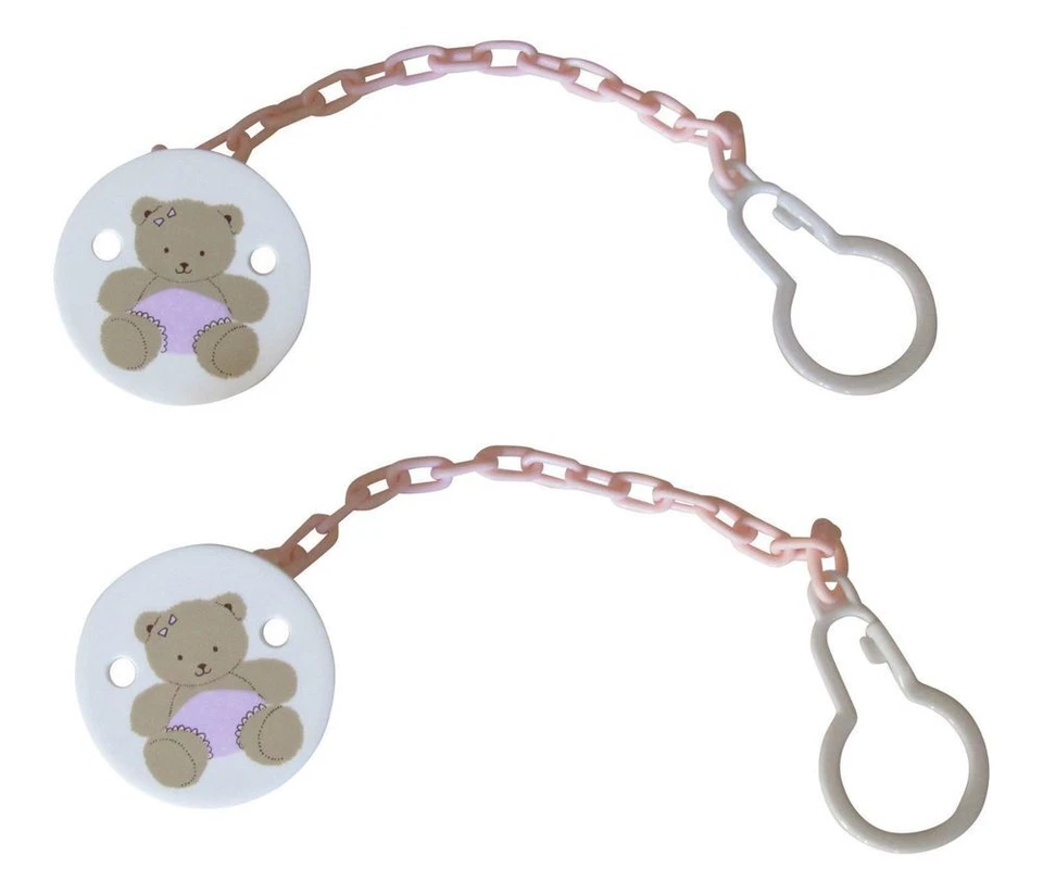 HABERKORN 2er Set Schnullerkette Schnullerhalter Mädchen Motiv Bärchen rosa