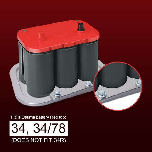 Billet Optima Battery Relocation Tray Hold Down Mount For Red/Yellow/Blue Top - Picture 5 of 18